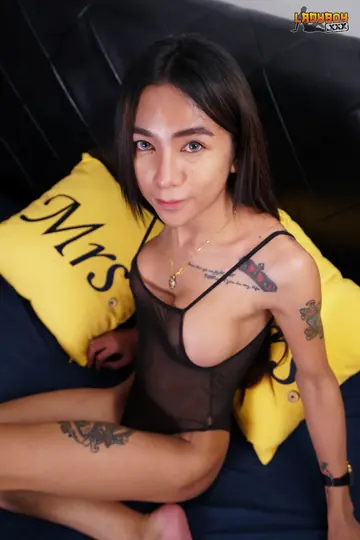 Slim Asian Trans Woman Strips Out of Her Lingerie and Poses