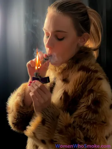 European Blonde Poses in a Fur Coat