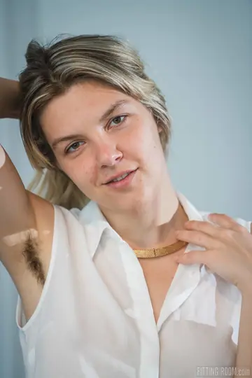 Mischa Wren – British Blonde in Pantyhose Fingers Her Hairy Ass