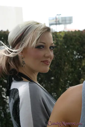 Blonde MILF in a Skirt Takes Two Men Outdoors for a Facial