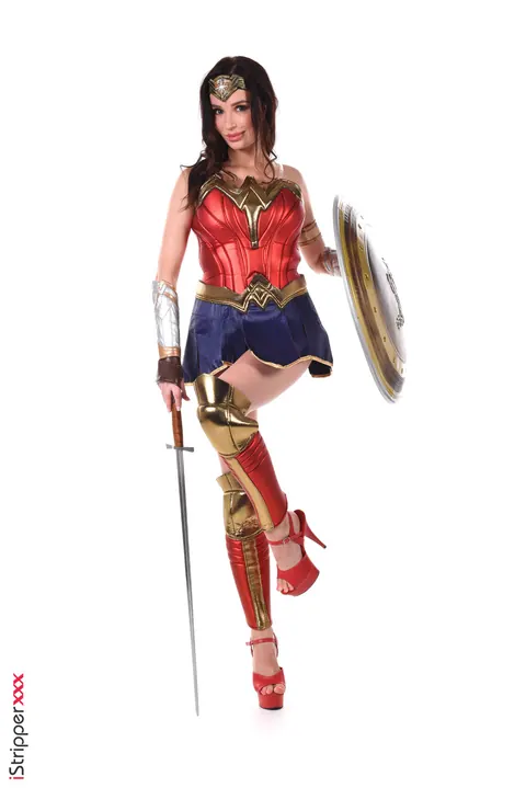 Milena Ray: Thick Brunette in Cosplay Strips and Fucks Herself with a Dildo – photo 1 of 15