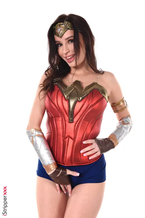 Milena Ray: Thick Brunette in Cosplay Strips and Fucks Herself with a Dildo – photo 5 of 15