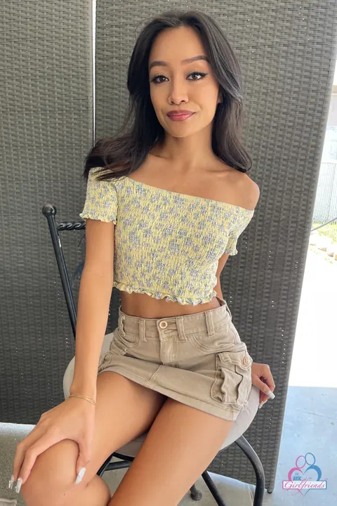Jade Kimiko: Slim Asian Brunette Pulls Panties Aside and Spreads Outdoors – photo 1 of 21
