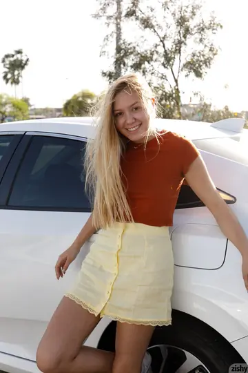 Brandy Gila – Thick Blonde Lifts Her Skirt to Show Her Big Tits and Ass Outdoors
