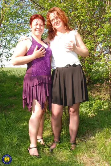 BBW Redheads Lift Their Skirts for Lesbian Sex Outdoors