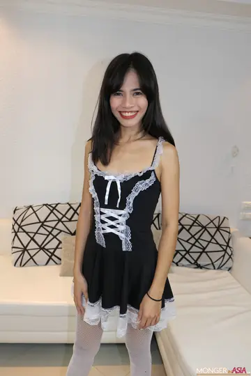 Slim Asian MILF Maid Undresses and Spreads Her Legs