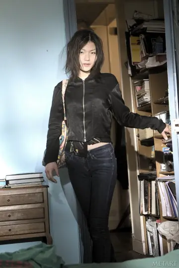 Asuka A – Asian Brunette in Jeans and Panties Shows Her Hairy Pussy