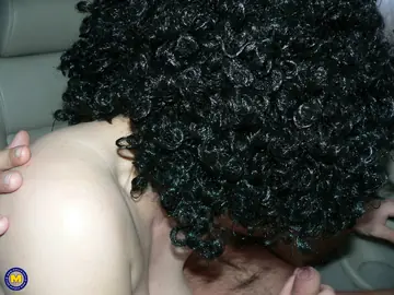 Curly European MILF in Panties Takes a Facial in a Car