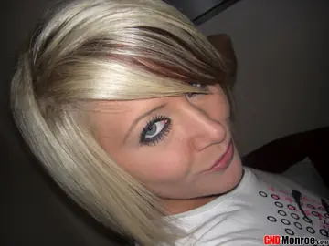 Blonde with Short Hair Pulls Panties Aside for Selfies