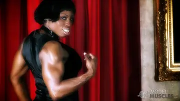 Victoria Dominguez – Petite Ebony Bodybuilder Flexes and Strips Nude