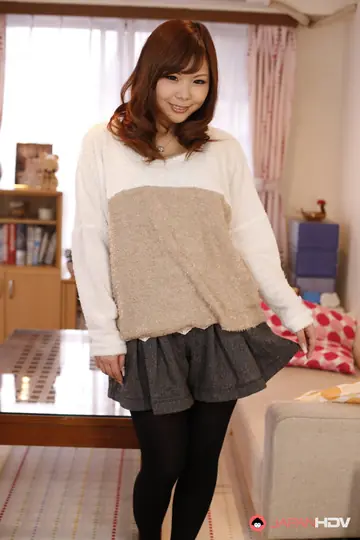 Kanon Hisaki – Japanese Brunette Strips Out of Her Skirt, Lingerie and Stockings