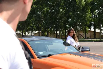 Slim Latina in Glasses Gives a Blowjob Outdoors
