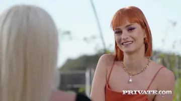Dolly Dyson – Tall German Redhead Takes Double Penetration and a Cumshot Outdoors