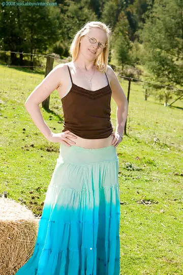 Louise Kay – Blonde PAWG in Glasses and Panties Strips Outdoors