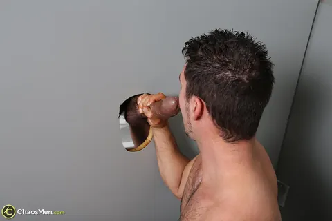 Hairy Stud Blows Cock Through Gloryhole – photo 11 of 20