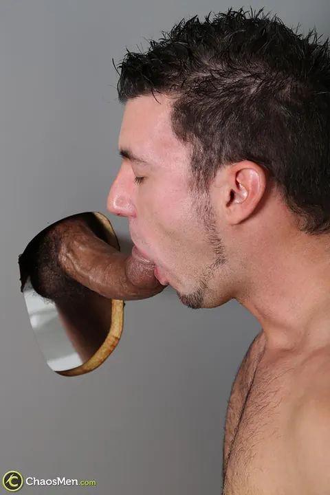 Hairy Stud Blows Cock Through Gloryhole – photo 14 of 20