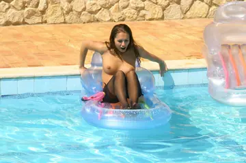 Carla Brown – Brunettes in Bikinis and Stockings Kiss and Lick by the Pool