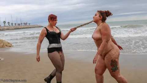 Mistress Kara: Tall BBW Redhead Bound Nude on a Public Beach – photo 7 of 20