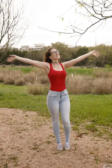 Ruby Corbett – Busty Redhead Strips Out of Her Jeans to Lingerie