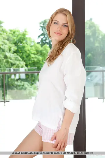 Tall Hairy Woman Strips and Spreads on the Balcony