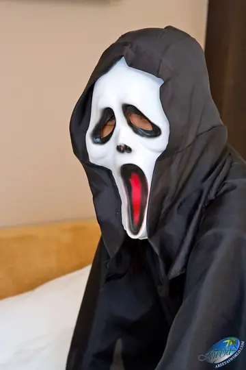 Bound Thai Trans Woman in Panties and Jeans Enjoys Halloween Fun