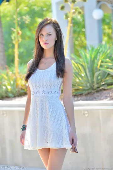 Brunette PAWG in a Dress Shows Her Shaved Pussy Outdoors