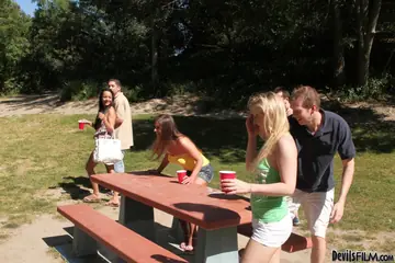 Cathy Heaven – Busty Brunette MILF Takes Double Penetration in Outdoor Orgy