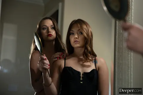 Joey White & Sami White: Two Brunettes Share Big Cock in Bondage Threesome – photo 11 of 21