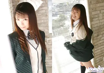 Emiru – Asian Brunette Reveals Her Natural Tits and Hairy Pussy in a Skirt