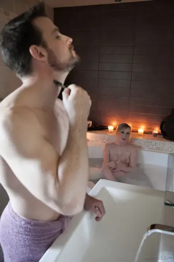 Satine Spark – British Blonde Sucks and Rides in the Bathroom