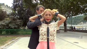 Blonde Woman Endures Public Group Sex and Bondage Outdoors