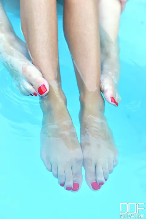 Danielle May: British Blondes in Bikinis Lick Toes and Eat Pussy by the Pool – photo 15 of 21