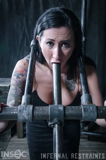Lily Lane – Tattooed Latina in Stockings Fingers Her Ass While Bound in a Dungeon