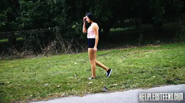Amber Taylor – Tall Busty Brunette Tied Up for Outdoor Anal Sex