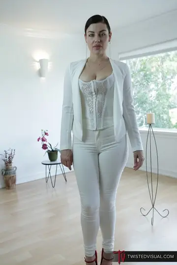 Trans Brunette Undresses and Shows Her Medium Tits