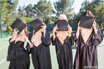 Miranda Miller – Thick Brunettes in Skirts and Costumes Share Lesbian Threesome