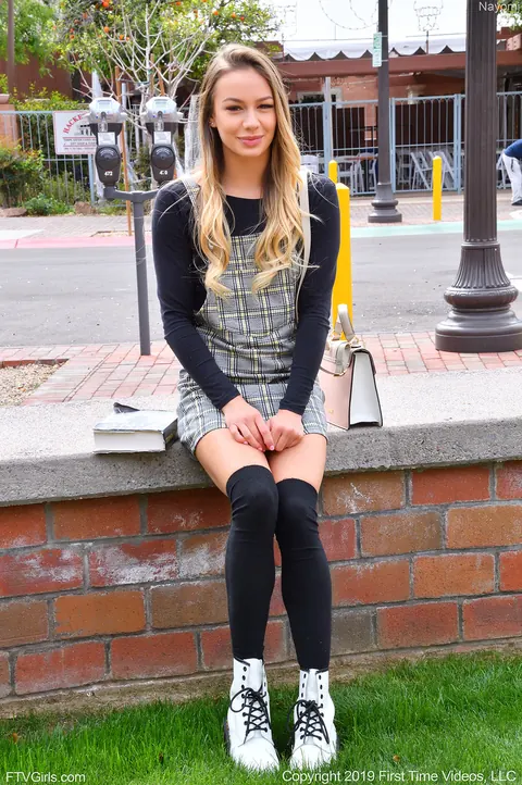 Naomi Swann: Blonde in Socks Flashes Outdoors and Fingers Her Ass – photo 8 of 20