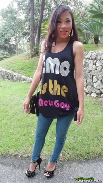 Thai Brunette with Big Tits Deepthroats and Rides Outdoors