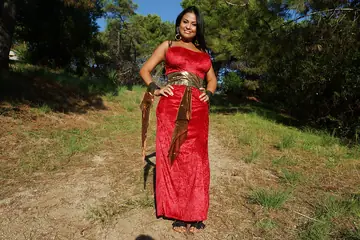 Thick Latina MILF Strips Out of Her Red Dress Outdoors
