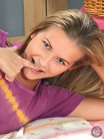 Slim Czech Blonde Strips Out of Her Skirt and Masturbates
