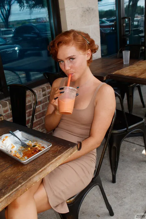 Dabney Conrad: Thick Redhead Flashes Her Tits and Ass Outdoors in Glasses – photo 5 of 12