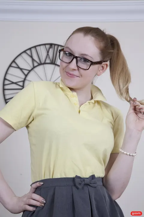 Ruby Temptations: British Redhead in Glasses Spreads Her Legs While Clothed – photo 13 of 15