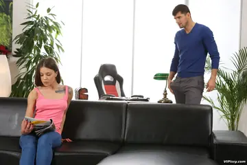 Lita Phoenix – Tattooed Brunette in Jeans Fucks in the Office Bathroom