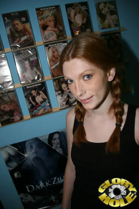 Amelia Rose: Slim Redhead in Panties Sucks BBC at Gloryhole – photo 2 of 20