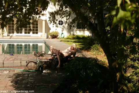 Dylan Ryan: Tall Blonde MILF Spreads for Dildo in Bondage Poolside – photo 12 of 21