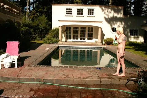 Dylan Ryan: Tall Blonde MILF Spreads for Dildo in Bondage Poolside – photo 19 of 21