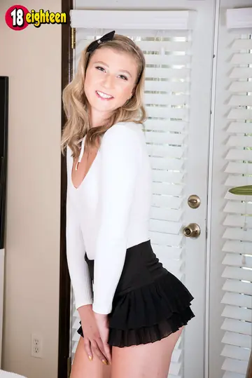 April Aniston – Tall Blonde in a Skirt and Boots Takes Anal and Uses a Dildo