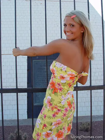 Tall Blonde MILF Flashes Her Shaved Pussy in a Skirt