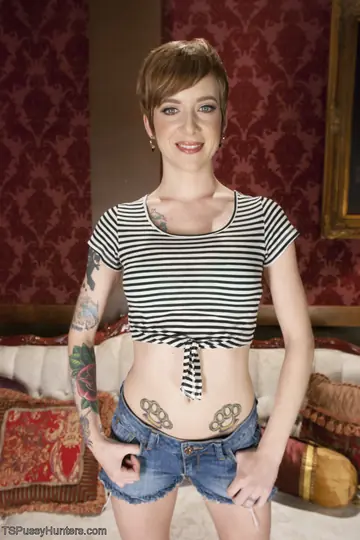 Slim Trans Woman with Short Hair Gets Fucked and Kissed