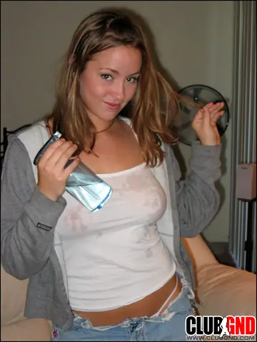 Thick Woman in Jeans and Shorts Fondles Her Big Tits